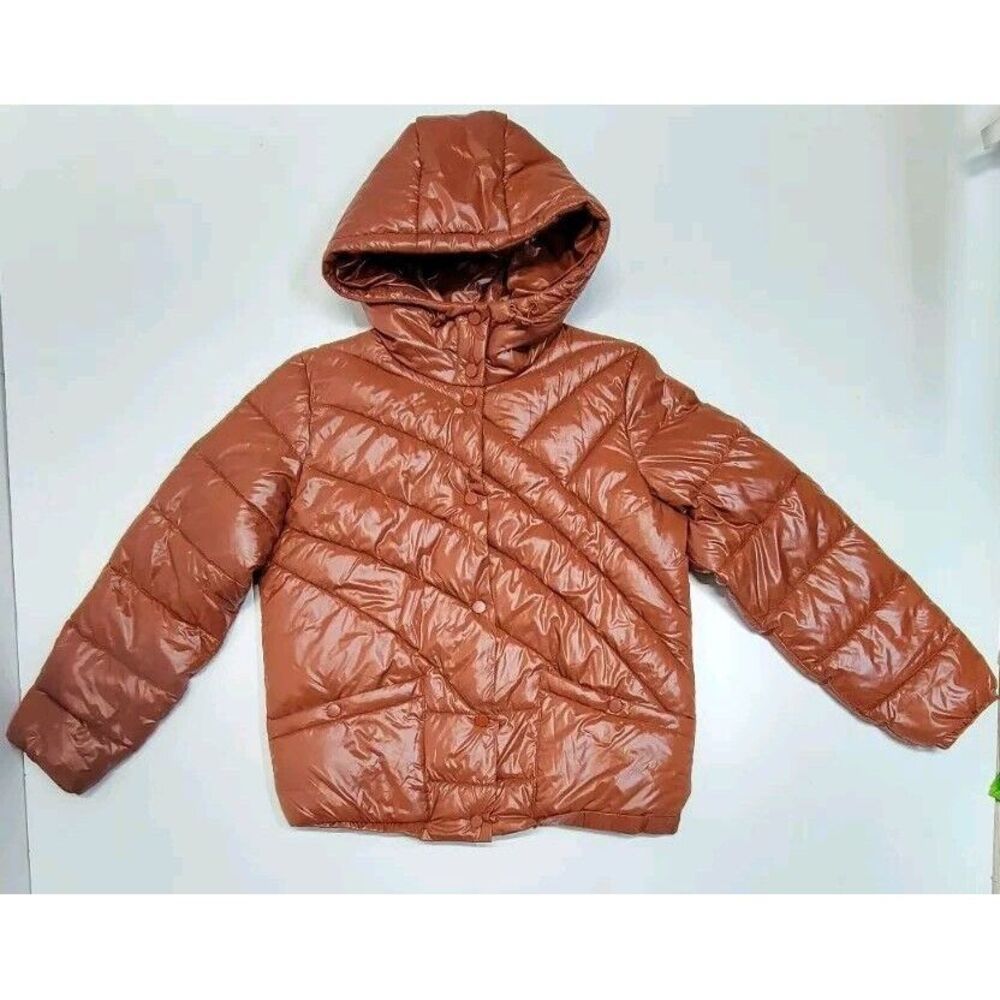 Bernardo Puffer Jacket Hood Shiny 100% Recycled Women's Size Small Vegan